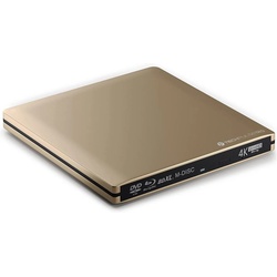 techPulse120 techpulse120 externes USB 3.1 Typ-C UHD HDR 4k 3D MDisc BDXL Laufwerk Bluray Brenner Burner Superdrive BD DVD CD für Computer Desktop PC Notebook Ultrabook Windows MacOS Apple iMac Aluminium Gold Blu-ray-Brenner
