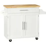 Homcom Küchenwagen mit Arbeitsplatte Gewürzregal Weiß 109 x 40 x 89 cm