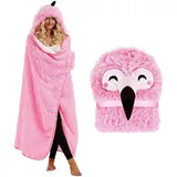 Wohndecke Wohndecke Faultier Decke mit Ärmeln Und Kapuze 152*125 cm, MOPUEA, Flanell Tragbare Decke Kuscheldecke Flauschig rosa