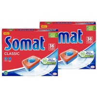 Somat Classic Spülmaschinen Tabs (2x36 Tabs), Geschirrspül Tabs für eine kraftvolle Reinigung, Spültabs hinterlassen strahlend sauberes Geschirr sogar bei niedrigen Temperaturen