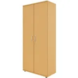 fm Büromöbel Flügeltürenschrank abschließbar für 5 Ordnerhöhen Breite 80 cm braun, 80x185.1x44.2 cm