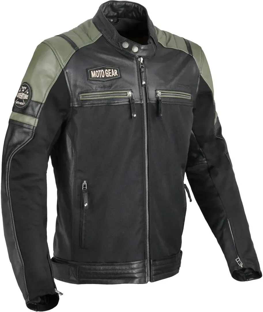 DIFI Memphis Motorrad Leder- / Textiljacke, schwarz-grün, Größe 52 für Männer