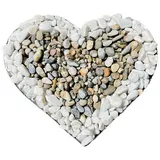 Gartenwelt Riegelsberger Herz Gitter mit kleinen Carrarra & Rheinkies Steinen für Allerheiligen Grabschmuck Grabgestaltung Grabdeko Pflanzschale