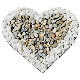 Gartenwelt Riegelsberger Herz Gitter mit kleinen Carrarra & Rheinkies Steinen für Allerheiligen Grabschmuck Grabgestaltung Grabdeko Pflanzschale