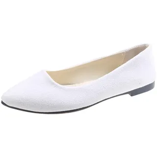 Slipper & Mokassins für Damen, Spitze Ballerinas Damen Weiss Sommer Mittelalter Sommerschuhe Wildleder Tanzschuhe Ballerina Trachtenschuhe Ballettschuhe Weiche zum Kleid Sportliche Halbschuhe, Weiß, - 37 EU