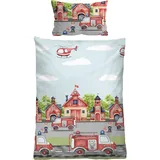 biberna Feinbiber, Bettwäsche, 0004523 Feuerwehr 1x 100x135 cm + 1x 40x60 cm, pistaziengrün,