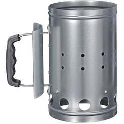 GAUMENKICK Anzündkamin Anzündkamin Metall Kohle und Briketts Kohlestarter H:27cm silberfarben