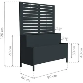 Westmann Dekora 5 Stufenhochbeet mit Rankgitter 60 x 30 cm Anthrazit