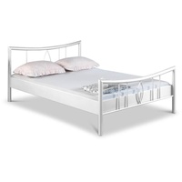 BedBox Metallbett Luisa, Traumhaftes Metallbett mit einem stabilen klassischen Rahmen, pulverbeschichtetes Metall, stabil und langlebig weiß