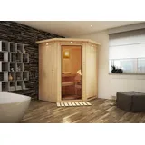 Karibu Sauna Nanja - 230 Volt-Ohne Ofen-Inkl. Dachkranz