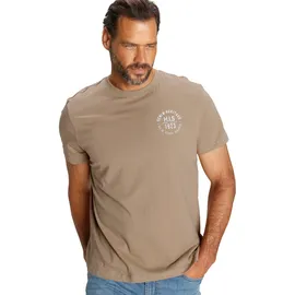 H.I.S. T-Shirt H.I.S, Herren, Gr. 3XL (64/66), bunt (bordeaux, navy, beige), Single Jersey, Obermaterial: 100% Baumwolle, bedruckt, schmal, Rundhals, gerader Abschluss, Shirts T-Shirt, schmal geschnitten, bedrucktes Design, aus 100% Baumwolle, Topseller