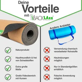 BACKLAxx BACKLAxx® Kork Yogamatte XL) mit Naturkautschuk inkl. Mattengurt nachhaltige Sportmatte Fitnessmatte mit Anti-Rutsch-Z... ® Braun