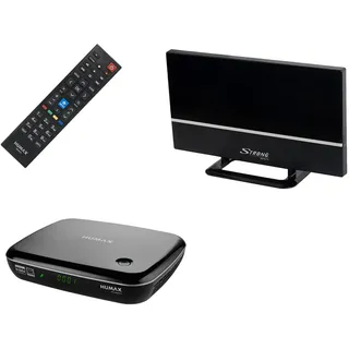 HUMAX HD Nano T2 DVBT2 Receiver mit Antenne und Freenet TV inkl. HDMI Kabel und Fernbedienung, Receiver mit Aufnahmefunktion und USB Anschluss für Externe Festplatten, schwarz