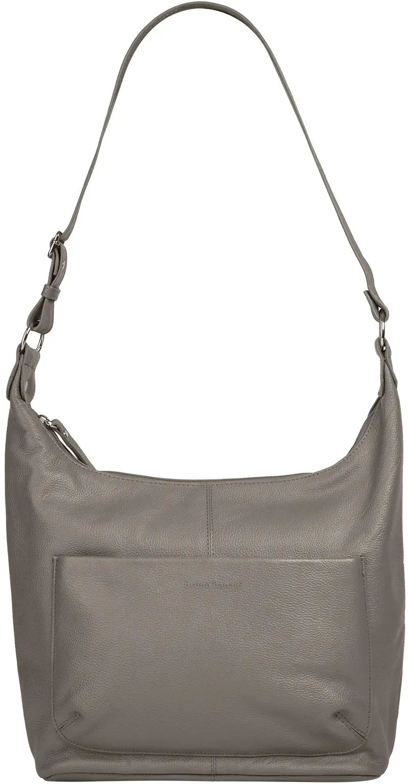Shopper BRUNO BANANI, Damen, Gr. B/H/T: 38cm x 29cm x 11cm onesize, grau, Leder, leicht glänzend, unifarben, Taschen Shopper, echt Leder
