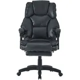 Trisens Bürostuhl mit Fußstütze und flexiblen 3-Punkt-Armlehnen - Schreibtischstuhl im Lederoptik-Design - ergonomischer Bürostuhl mit einer verstellbaren Rückenlehne für gesündere Sitzhaltung