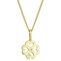 Elli Halskette Kleeblatt Glücksbringer mit Diamant 585 Gelbgold