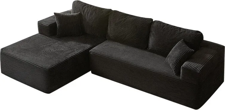 272 cm L-förmiges modulares Ecksofa, Set tiefesitzender Couch ohne Armlehnen, Schlafsofa für Wohnzimmer Schlafzimmer – Keine Montage erforderlich, Schwarz