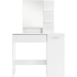 ML-Design Schminktisch Mit Spiegel, Frisiertisch Mit Schublade, 90 X 38 X 138 Cm, Weiß, Modern, Frisierkommode, Schminkkommode, Make-up Tisch, Schminktischset, Kosmetiktisch Mit Unterschrank