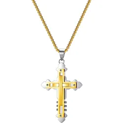 Kette mit Anhänger FIRETTI "Schmuck Geschenk Edelstahl Halsschmuck Halskette Venezianerkette Kreuz", gelb (gelbgoldfarben, edelstahlfarben), Halsketten, Damen, Edelstahl, L: 60cm