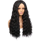 Perücke Damen, Perücke Kurz Lange Gewellte Perücken Lace Front Wig Human Hair, Perücke Damen Echthaar Synthetische Natürliche Lockige Hitzebeständige Faser Täglichen Gebrauch Perücke