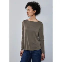 STREET ONE Langarmshirt, mit Schriftzügen STREET ONE muddy brown 42