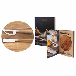 Ladelle Tortenplatte Fromagerie Käse-Servierset 3er Set, Material-Mix, (1x Servierset, 3-tlg) braun
