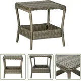 Gartentisch Braun 45x45x46,5 cm Poly Rattan - Gartentisch - Outdoor-Tisch - Polyrattan Tisch - Balkontisch - Terrasse - The Living Store