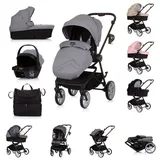 Chipolino 3 in 1 Kombikinderwagen Linea, Sportsitz, i-Size Babyschale, Babywanne grau