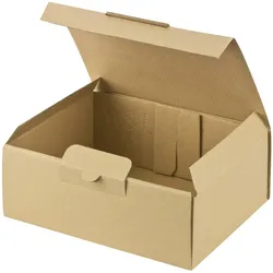 VEPATIM 50x Versandkarton 200x150x74mm schnelle Aufrichtung mit Steckverschluss Warenpost International braun