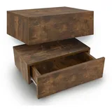 Juskys Wandregal Nachttisch hängend 2er Set Holz 46x30x15 cm - 1 Schublade Nachtkommode Natur