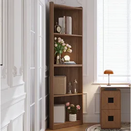 modfu Vitrine, Walnuss, Holzwerkstoff, 55x180x32 cm, Wohnzimmer, Wohnwände, Vitrinenschränke