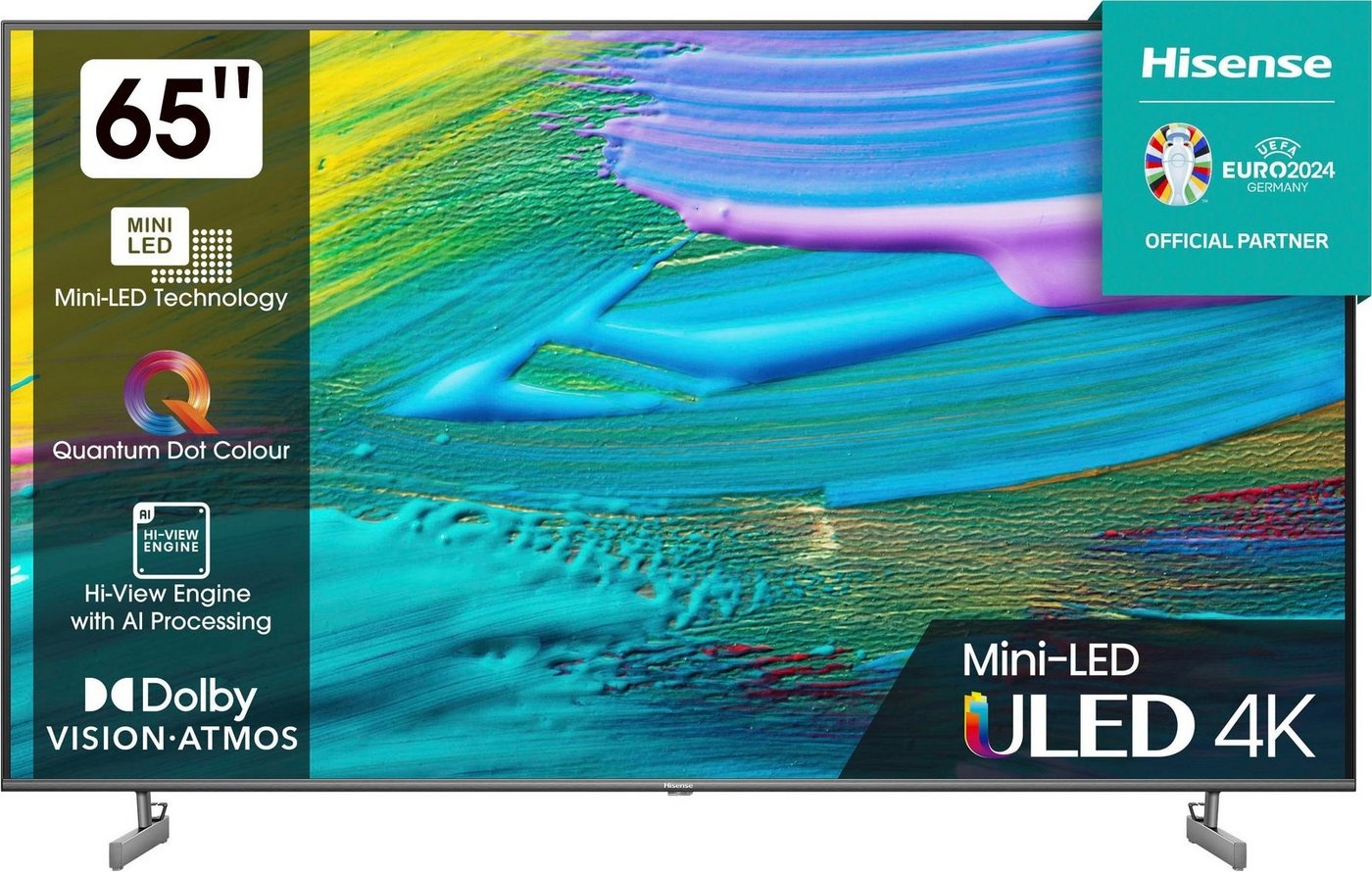 Hisense 65U6KQ Mini-LED-Fernseher (164 cm/65 Zoll, 4K Ultra HD, Smart-TV) grau