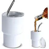 Mini Tumbler Shot Glass mit Strohhalm und Deckel, 5 Unzen Niedliche Isolierte Shot Tassen Edelstahl für Espresso Kaffee Geister, Hochzeit, Party, Camping, Outdoor, Karneval, Oktoberfest Water Beer