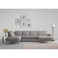 sit&more Wohnlandschaft SIT & MORE "Fashion U-Form", grau, B:338cm H:84cm T:207cm, Sofas, Wohnlandschaft, wahlweise mit Kopfteilverstellung, Vorziehsitz, motorisch, Nickelfüße