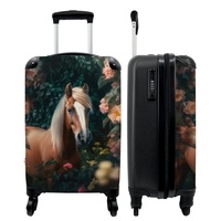 NoBoringSuitcases.com® Koffer Handgepäck Trolley Rollkoffer Kleine Reisekoffer mit 4 Rollen - Pferd - Natur - Blumen - Wald - Tiere - 55x35x20cm - Fotokoffer - Kabinenkoffer - Boardgepäck