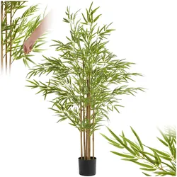 tectake® Künstlicher Bambusbaum, verschiedene Größen, viel Volumen, stabiler Kunststoff-Blumentopf