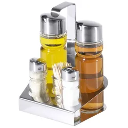 Contacto Menage Salz/Pfeffer, Essig/Öl, mit glatten Glaseinsätzen