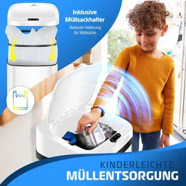 Kesser KESSER® Sensor Mülleimer Küche Automatik mit Bewegungssensor Abfalleimer | Soft-Close-Deckel Müllbehälter mit Touch-Bedienfeld & Sensor LCD-Display Edelstahl inkl. Müllsackhalter