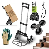 Tronitechnik TroniTechnik® Sackkarre Handkarre klappbar, Transportkarre bis 75kg, Klappwagen für Treppen - Sternrad, höhenverstellbar