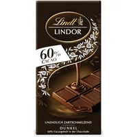 Lindt Lindor 60 Prozent Cacao zartschmelzende Dunkle Schokolade 100g