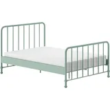 Vipack Metallbett VIPACK "Bronxx, standfest gebaut, gradlinige Optik in zeitlosem Design", grün (grün matt, grün matt, grün matt), B:146,5cm H:110cm L:207cm, Betten, inkl. Lattenrost, Mittelsteg und Fußstütze unter der Liegefläche