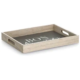 Zeller Tablett Bon Appetit 40 x 30 cm Holz Grau Anthrazit