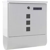 Wiltec Briefkasten mit Zeitungsrolle, weiß, 305 x 95 x