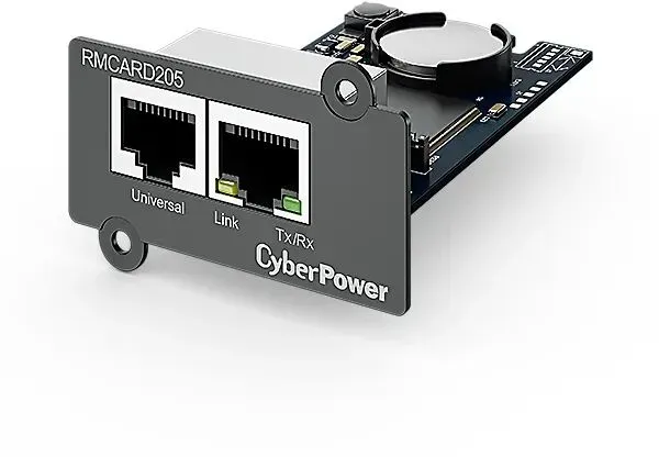 CyberPower RMCARD205 Netzwerkkarte 100MB, IPv4/v6, SNMPv1/v3, HTTP/HTTPs, TCP/IP, UDP, DHCP, NTP, DNS, SMTP, SSH, SSL, TLS, Telnet, FTP und Syslog, komp. mit ext. Sensor (Optional), für Expansion Port