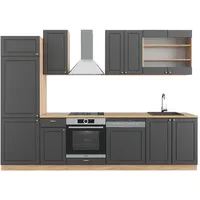 Vicco Küchenzeile Anthrazit Landhaus/Goldkraft Eiche 300 cm, AP Eiche