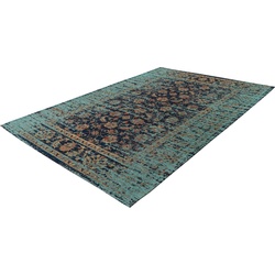 Teppich Charme 225, Padiro, rechteckig, Höhe: 5 mm, Chenille Flachgewebe im Vintage Stil blau|bunt 120 cm x 180 cm x 5 mm