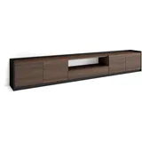 SKRAUT HOME Lowboard 310x50x37 cm Dunkler Eiche/Schwarz Holzwerkstoff
