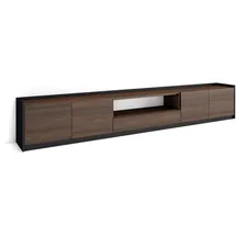 SKRAUT HOME Lowboard 310x50x37 cm Dunkler Eiche/Schwarz Holzwerkstoff