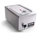 Saro Sous-Vide Garer Modell SALERNO Vakuumgarer Dampfgarer (Einstellbare Zeit-/ Temperaturstufen, Umwälzpumpe, Ablasshahn, Trenngitter, universell steckbares Gestell, 11-22l, digitales Display) silber