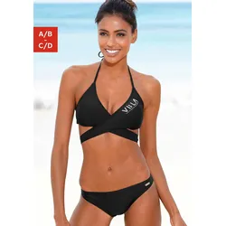 Triangel-Bikini VENICE BEACH, Damen, Gr. 38, Cup A/B, schwarz, Polyamid, Bikini-Sets, mit Top zum Wickeln